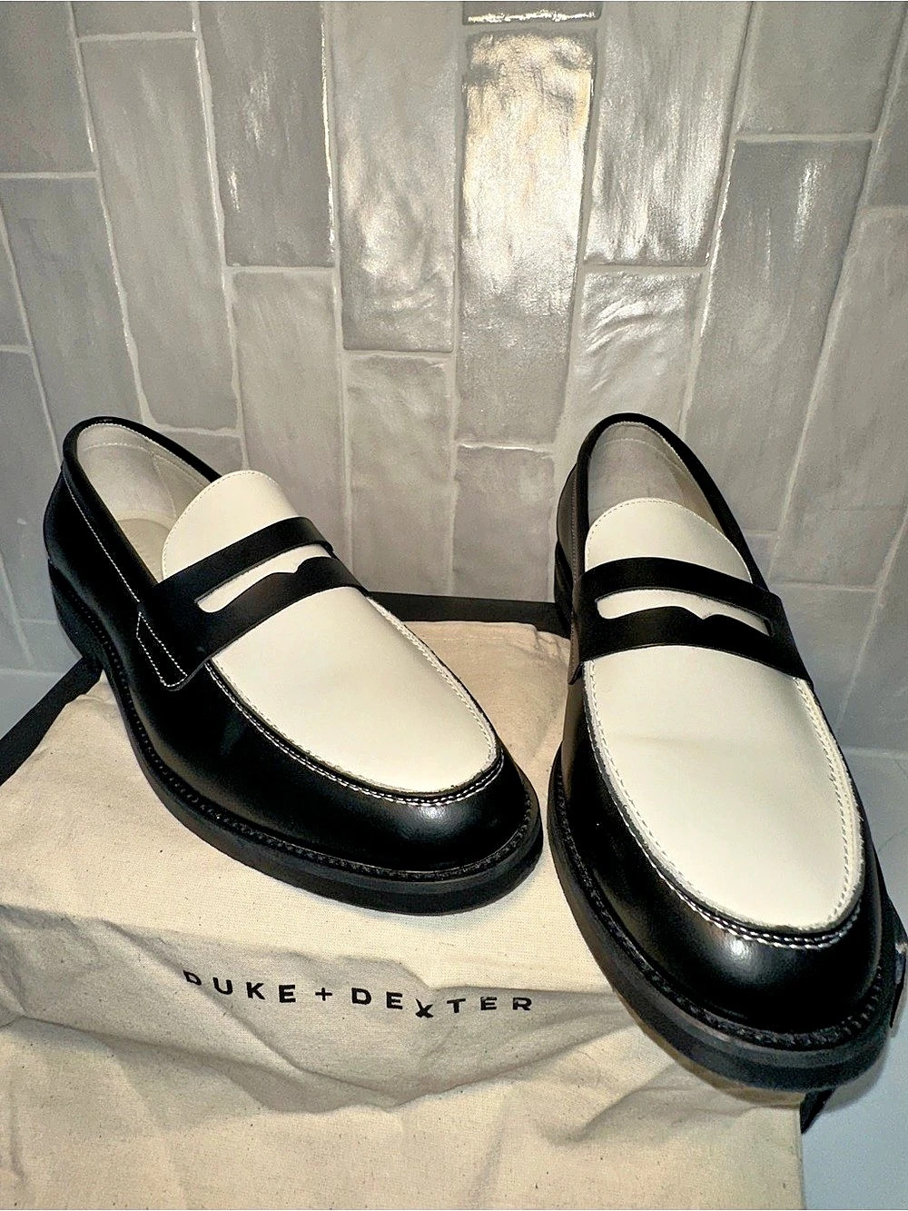 Brand New Duke + Dexter Wilde Black + White Penny Loafer Men’s Loafers